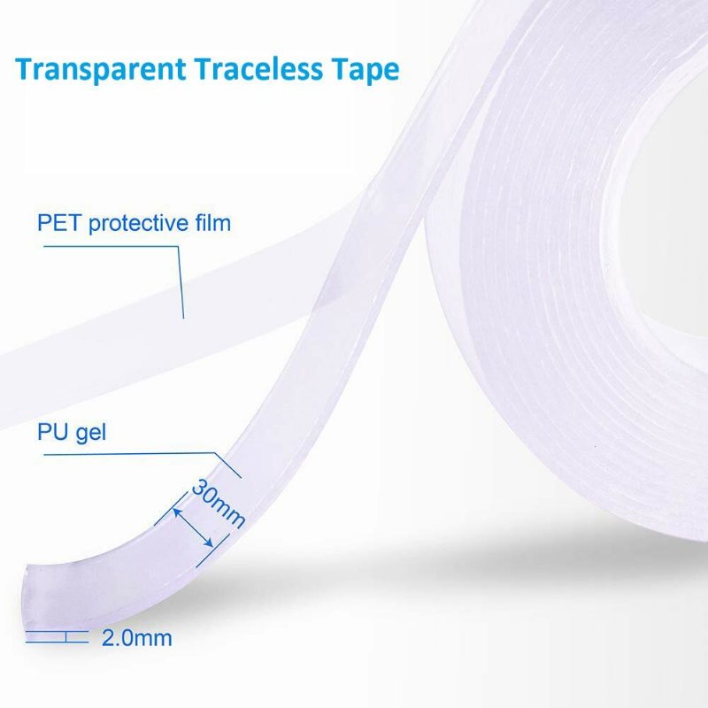 5m Átlátszó Kétoldalas Nano Pu Gél Szalag Csúszásgátló Fix Ragasztó 30mm