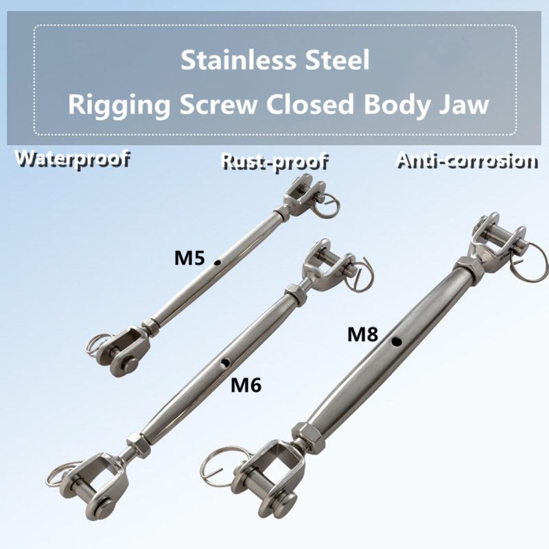 M5 M6 M8 Jaw & Jaw Turnbuckle 316 Rozsdamentes Acél Zárt Testű Kötélzetcsavar Tengeri Csónakos Jachthoz