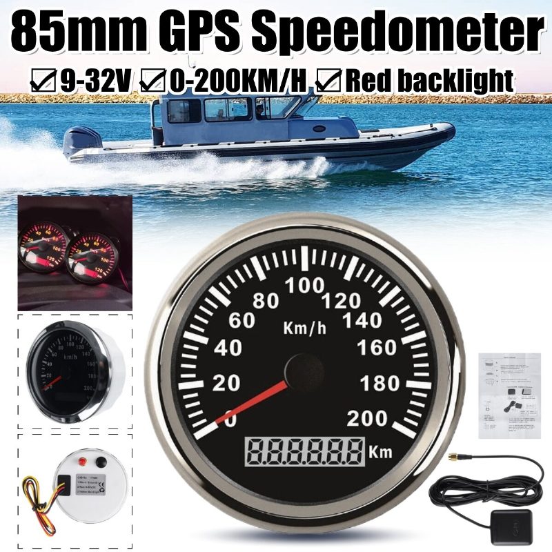 200km/h Gps Sebességmérő Kilométerszámláló 85mm Gps Antennával Autó Motorkerékpárokhoz Boat Auto Rozsdamentes