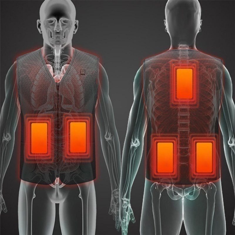 25-45°c Elektromos Mellény Fűtött Ruhakabát Usb Hőmeleg Meleg Kabátok Párna Testmelegítő Szürke