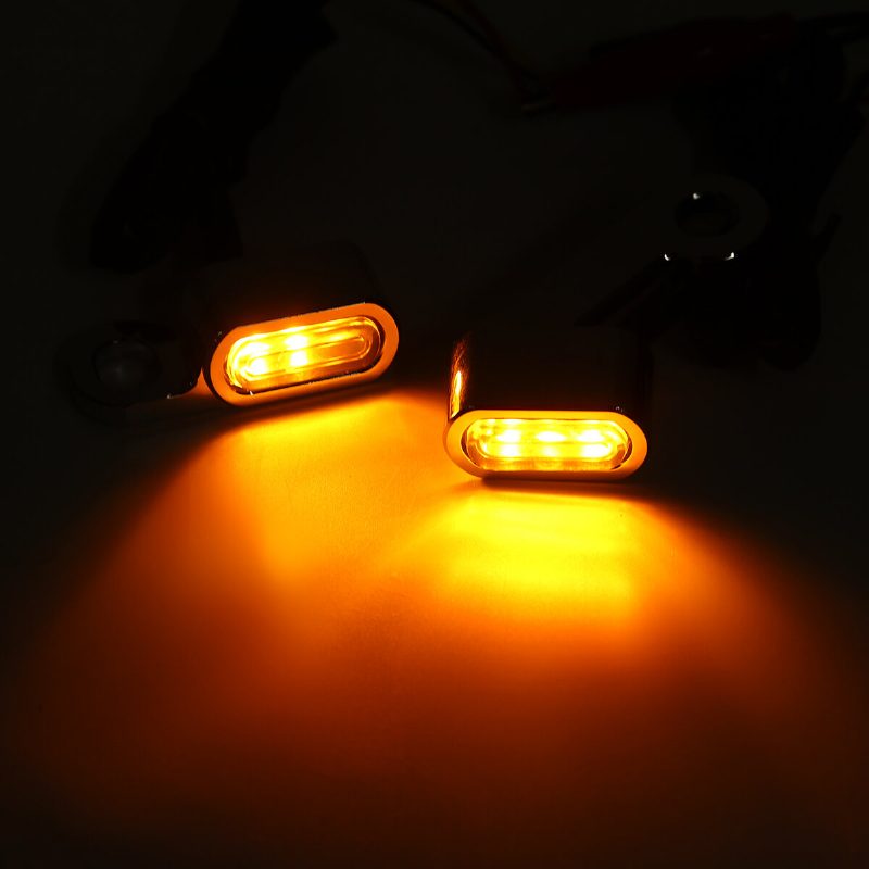 2db 12v Motorkerékpár Borostyánsárga Led Mini Irányjelző Lámpa Harleyhoz