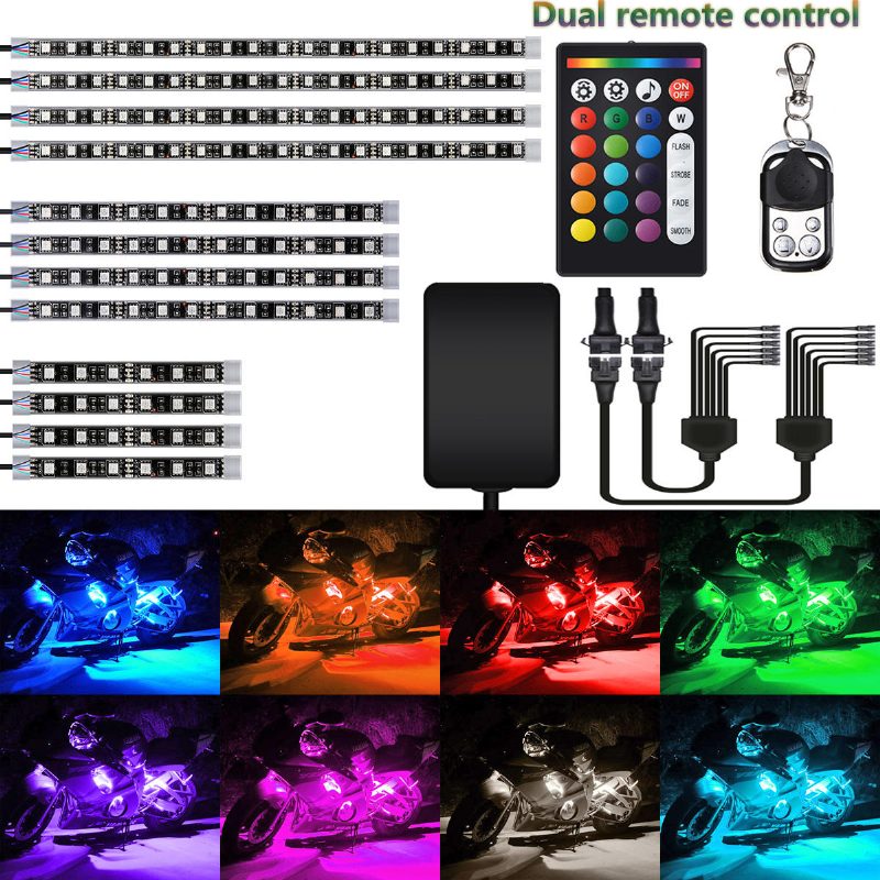 Ambother 12v 12db 18 Color Rgb Led Rock Effect Light Vízálló Készlet Hangos Távirányító Motorkerékpár Autóhoz