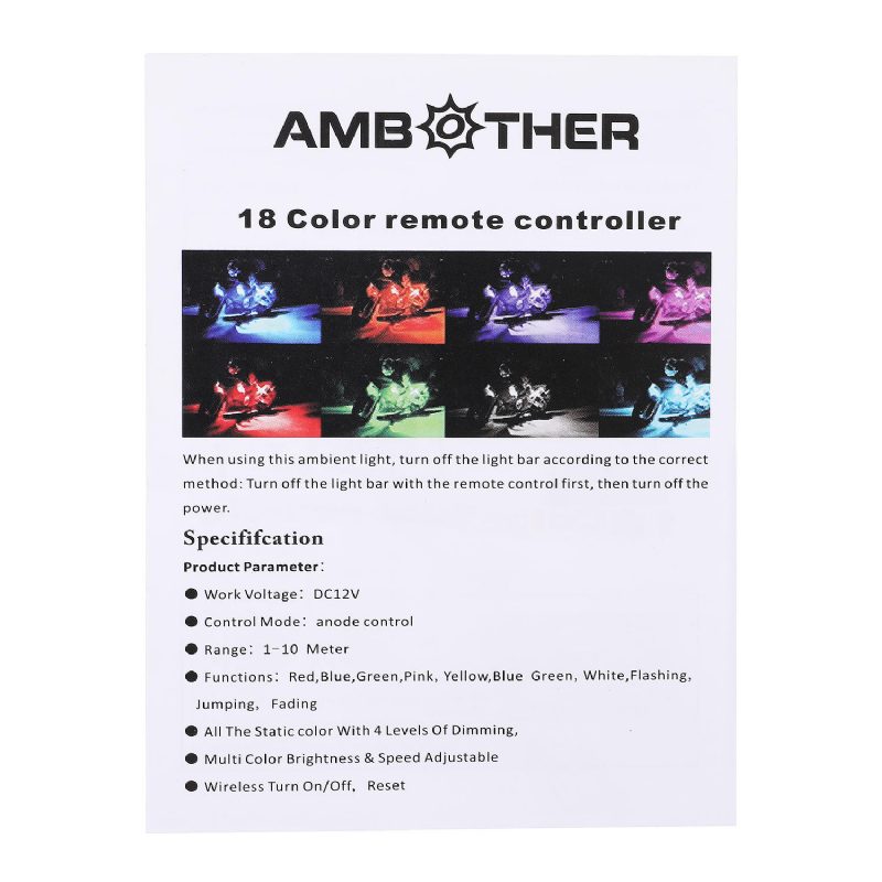 Ambother 12v 12db 18 Color Rgb Led Rock Effect Light Vízálló Készlet Hangos Távirányító Motorkerékpár Autóhoz