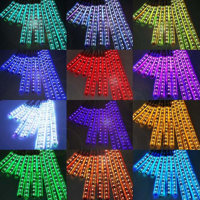 Ambother 12v 12db 18 Color Rgb Led Rock Effect Light Vízálló Készlet Hangos Távirányító Motorkerékpár Autóhoz