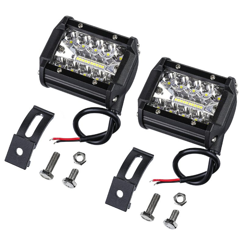 Ambother 2 Db Háromsoros 4 Hüvelykes 9-32 V 20 Led-es Munkalámpa Sáv Árvíz Pontsugár Offroad Suv Teherautó Atv Utv Hajó Ködlámpa Vízálló