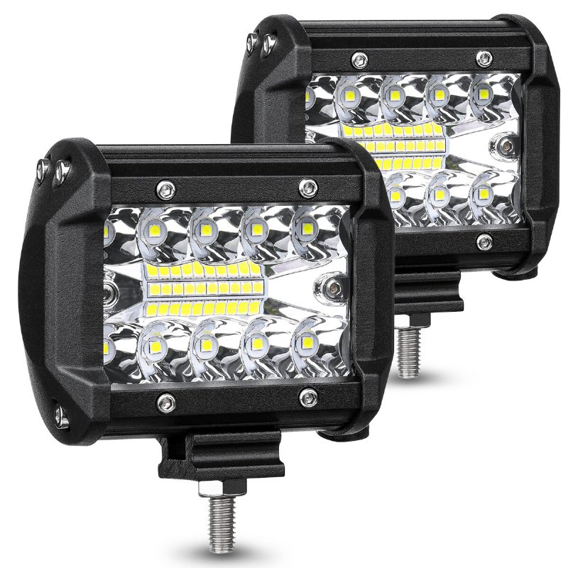 Ambother 2 Db Háromsoros 4 Hüvelykes 9-32 V 20 Led-es Munkalámpa Sáv Árvíz Pontsugár Offroad Suv Teherautó Atv Utv Hajó Ködlámpa Vízálló