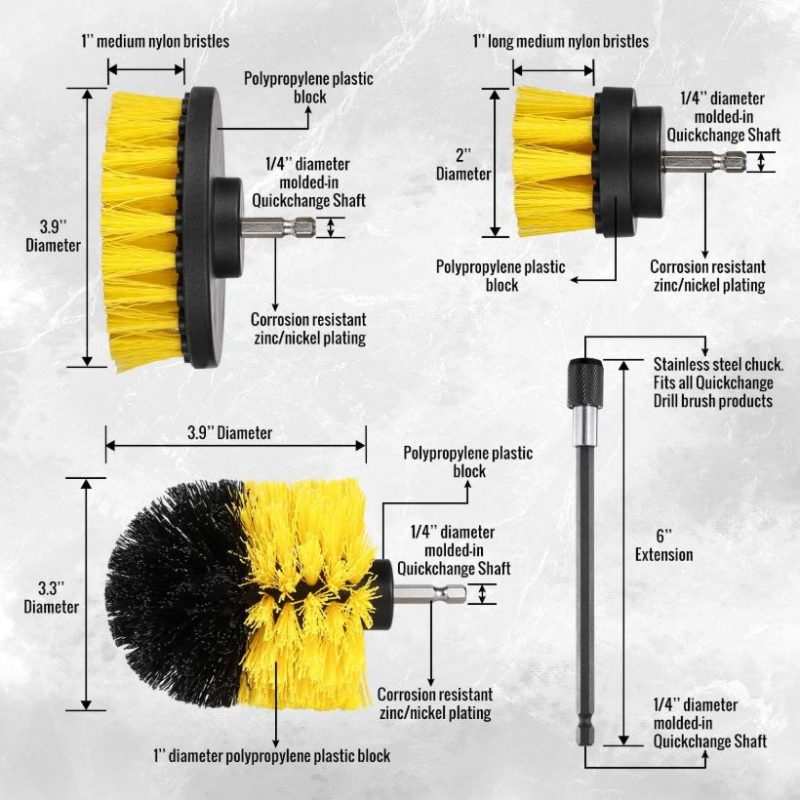 Fúrókefe Tartozék Tisztító Készlet Power Scrubber- 3 Db