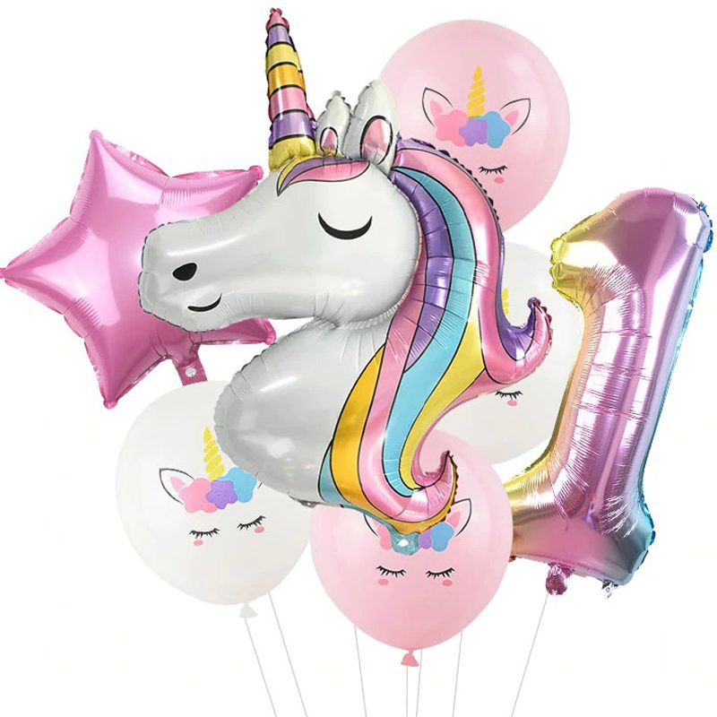 Rainbow Unicorn Baby Shower Ballons Party Dekoráció 7 Db