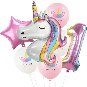 Rainbow Unicorn Baby Shower Ballons Party Dekoráció 7 Db