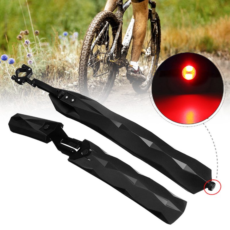 2 Db Kerékpáros Mountain Bike Kerékpár Első + Hátsó Sárvédő Kivehető Led Lámpával Road