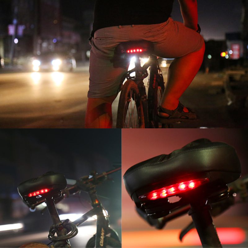 Bikight Mtb Bike Comfort Nyeregpárna Ülés Kerékpár Kerékpáros Led Hátsó Villogó Lámpa