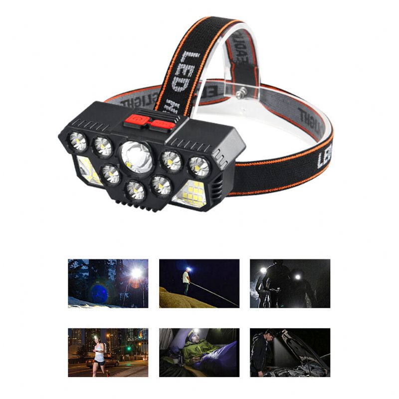 Erős Fényű Fényszóró 8led+20smd Szuperfényes Fejlámpa Usb Újratölthető Zseblámpa Kültéri Horgászlámpa