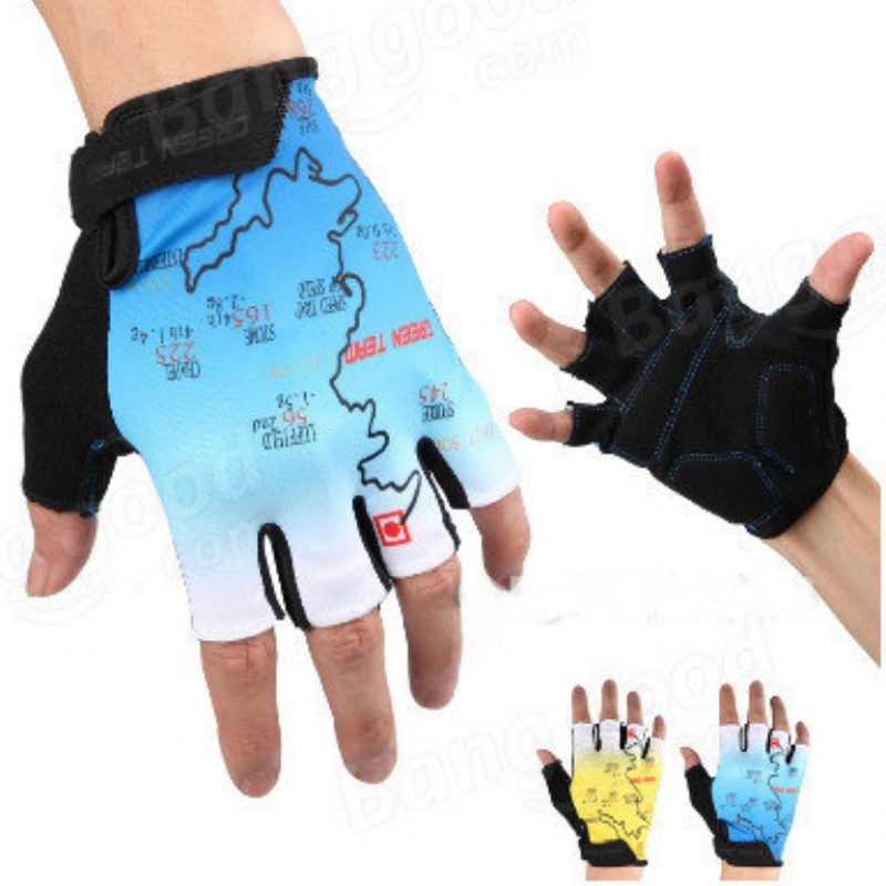 Hegyi Kerékpáros Kesztyűk Half Finger Bike Motocross Sport Kerékpár Térkép Nyomtatás Motorkerékpár Ujjatlan