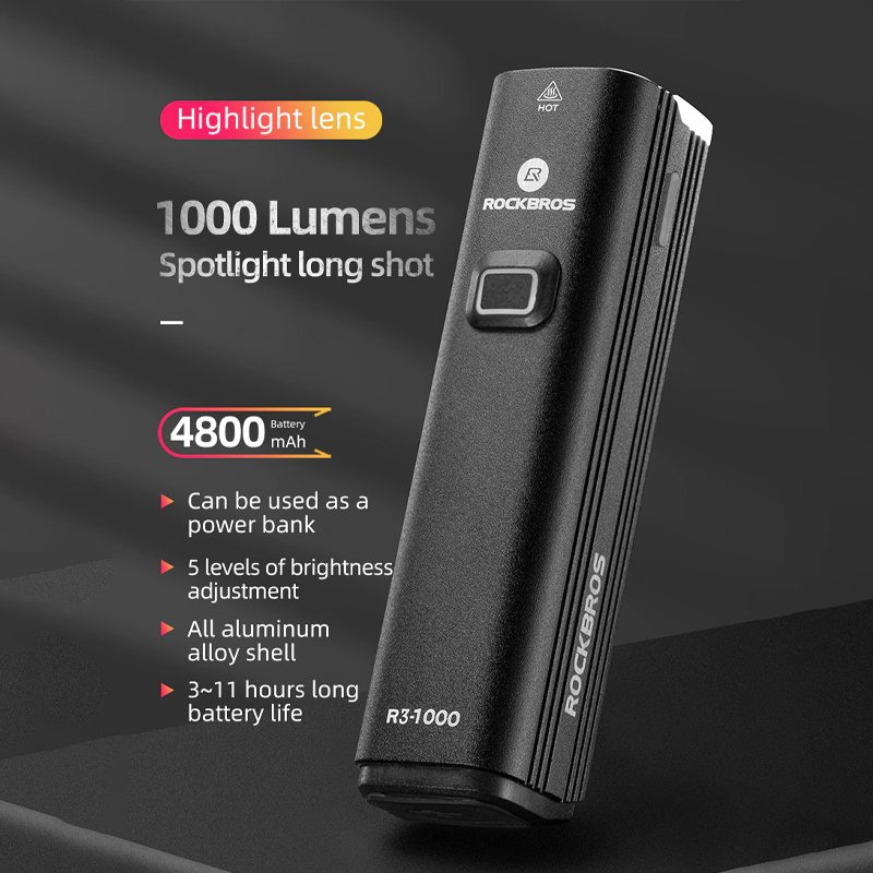 Kerékpáros Fényszóró Usb Újratölthető Ipx6 Vízálló 1000 Lumen