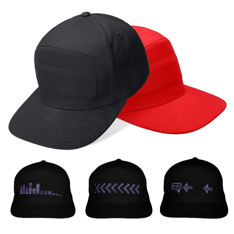 Led-es Kijelzősapka Cool Hat Képernyő Világos Bluetooth Wireless App Control Usb Fashion Hat