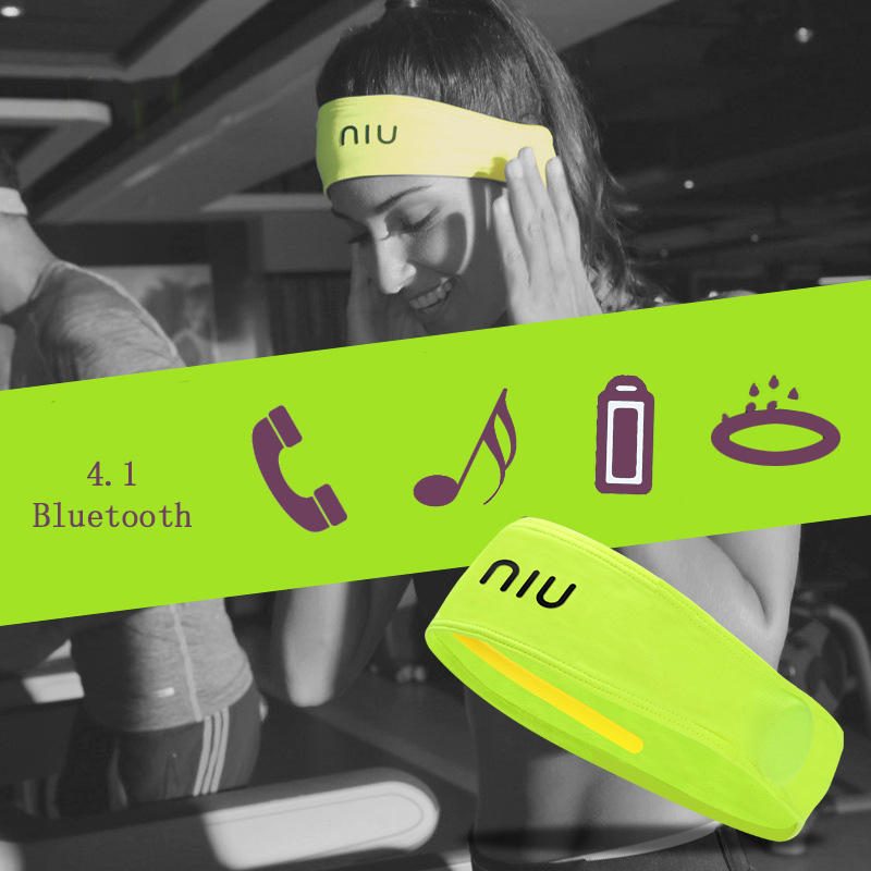 Niu Fejpántos Verejtékpántos Bluetooth 4.1 V Beépített Mikrofon Izzadságvezető Öv A Fitneszhez