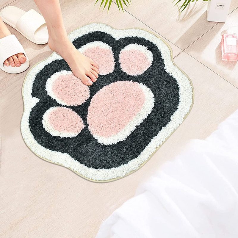 Cat Paw Fürdőszobai Szőnyeg Csúszásmentes Fürdőszőnyeg Nedvszívó Puha Zuhanykádhoz Ajtószőnyeg Száraz 19.6" X 24.4"