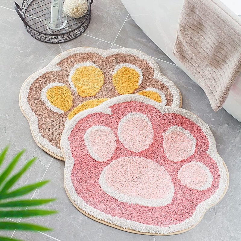 Cat Paw Fürdőszobai Szőnyeg Csúszásmentes Fürdőszőnyeg Nedvszívó Puha Zuhanykádhoz Ajtószőnyeg Száraz 19.6" X 24.4"