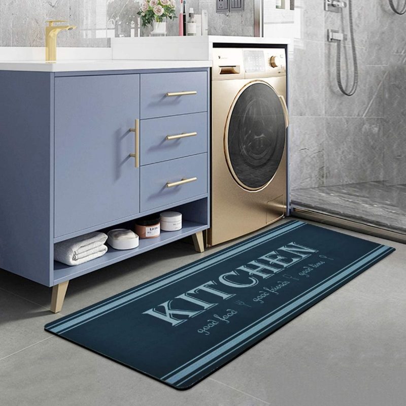 Konyhai Futószőnyeg Csúszásmentes Vastag Vízálló Gumi Hátsó Szőnyegek Nagy Teherbírású Kényelmes Állószőnyegek Farmházhoz Kitchenblue 20x48 Hüvelykes