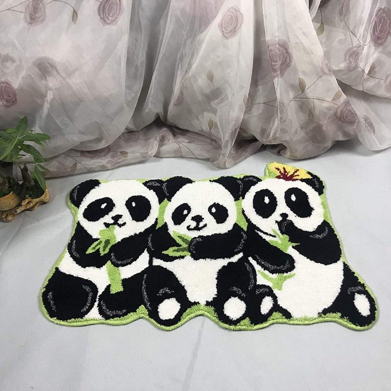 Pandas Szőnyeg Kézzel Készített Szőnyegek Csúszásmentes Padlószőnyegek Fürdőszoba Állat Kicsi 19"x31"