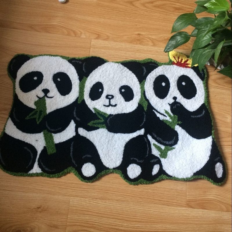 Pandas Szőnyeg Kézzel Készített Szőnyegek Csúszásmentes Padlószőnyegek Fürdőszoba Állat Kicsi 19"x31"