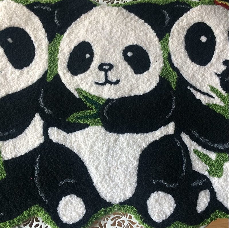 Pandas Szőnyeg Kézzel Készített Szőnyegek Csúszásmentes Padlószőnyegek Fürdőszoba Állat Kicsi 19"x31"