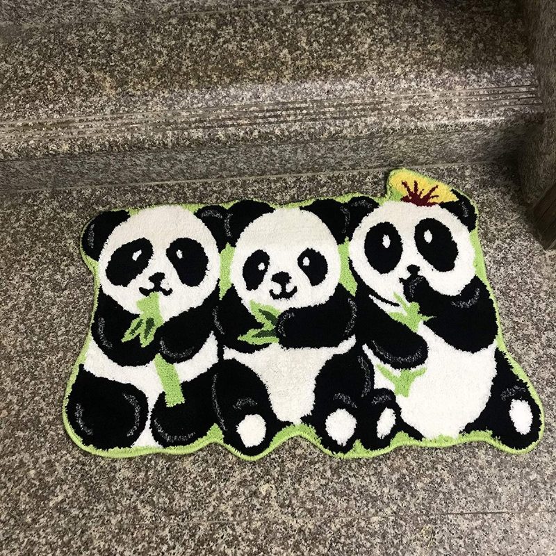 Pandas Szőnyeg Kézzel Készített Szőnyegek Csúszásmentes Padlószőnyegek Fürdőszoba Állat Kicsi 19"x31"