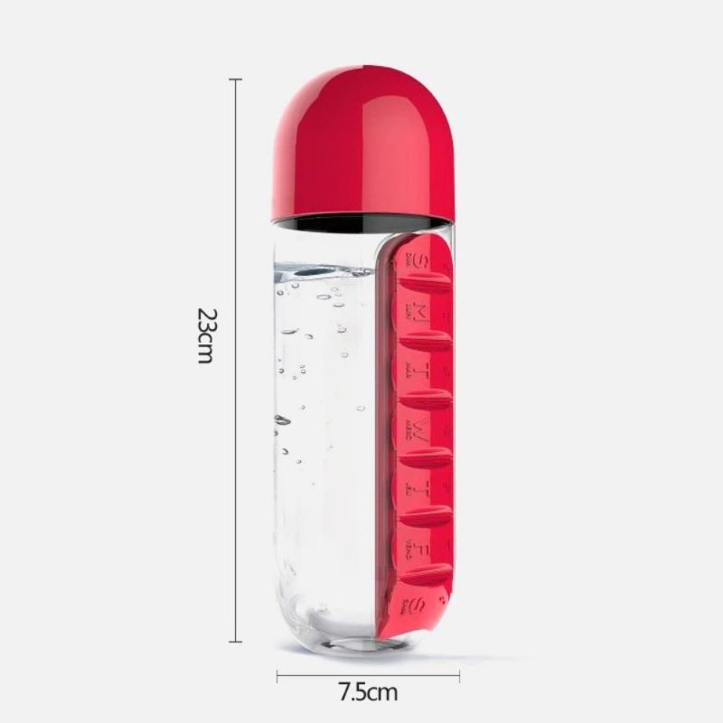 600 Ml-es Vizes Palack Pillbox Műanyag Italpalackkal