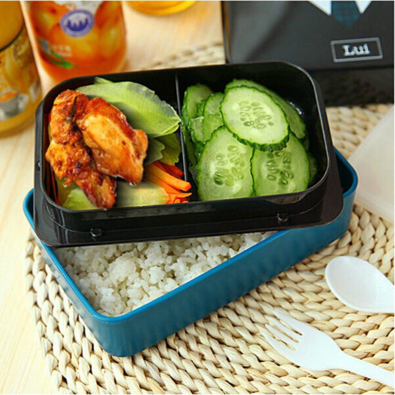 730 Ml 2 Rétegű Műanyag Lovely Lunch Box Belt Bento Box Sushi Box Élelmiszer Tartály