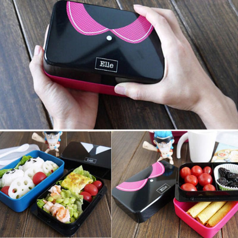 730 Ml 2 Rétegű Műanyag Lovely Lunch Box Belt Bento Box Sushi Box Élelmiszer Tartály