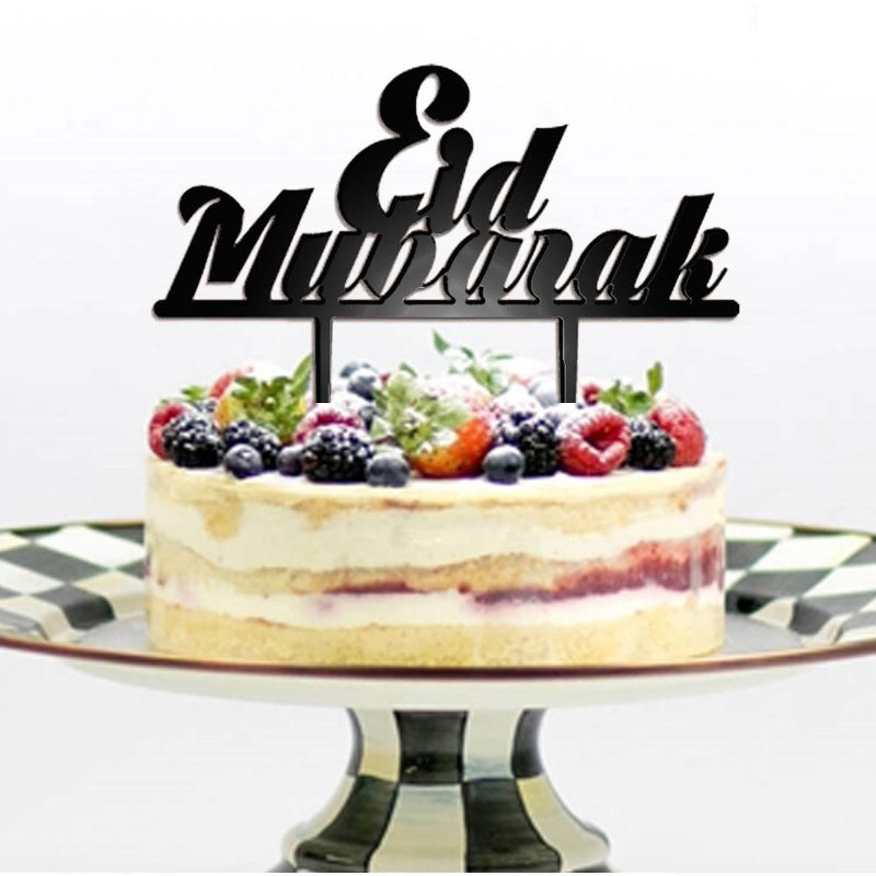 Eid Mubarak Ramadan Iftar Tortafestő Muszlim Iszlám Hajj Tortadísz Fekete Arany Tortadíszek Készlet Sütési Díjak