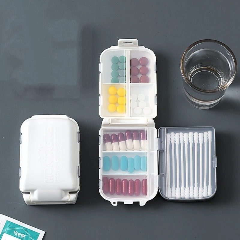 Pill Box 10 Rácsok Container Organizer Health Care Drug Travel Gadget