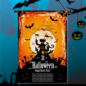 30x45cm Halloween Poliészter Fekete Kastély Denevér Zászló Kert Ünnepi Dekoráció