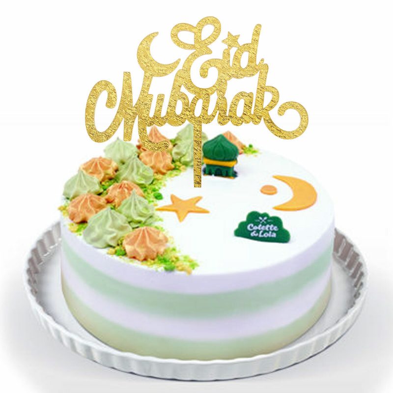 Eid Mubarak Ramadan Tortafedő Műanyag Esküvői Ünnepi Iszlám Dekorációs Kézműves Ramadán Kellékek