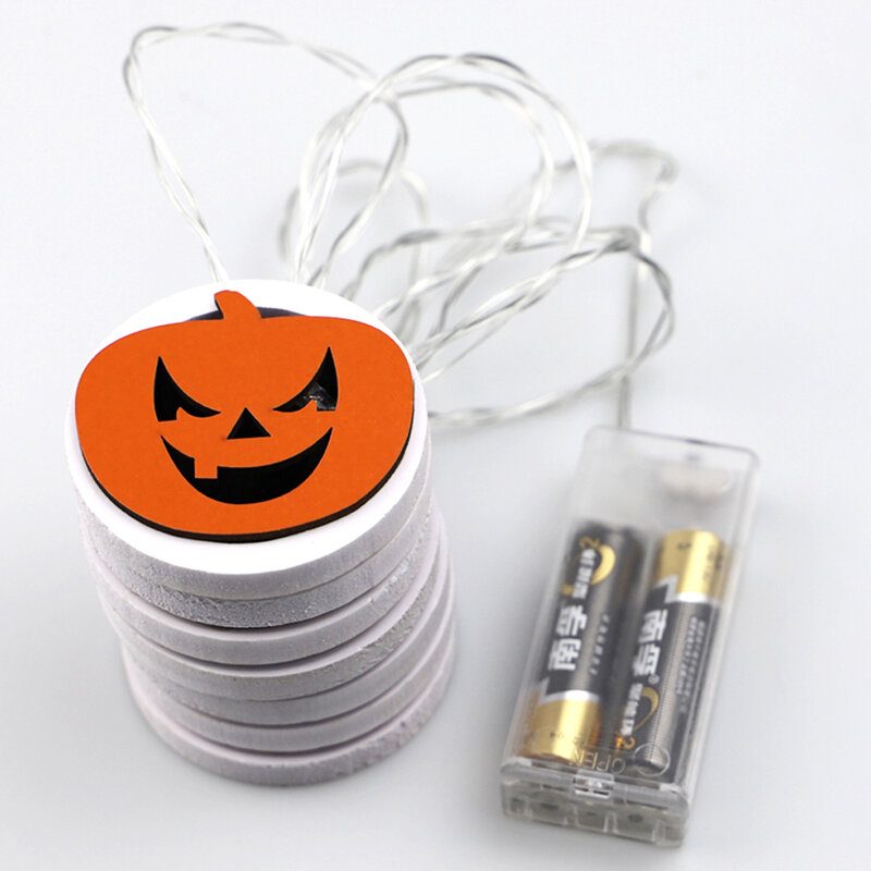 Fából Készült Spooky Ábécé Gonosz Sütőtök Mintás Led-es Fényfüzér Halloween Medál Kézműves Házibuli Dekorációhoz