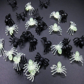 Fekete/fehér Világító Pók Halloween Mini Műanyag Vicc Születésnapi Játékok Realisztikus Kis Pók Barkács Dekoráció