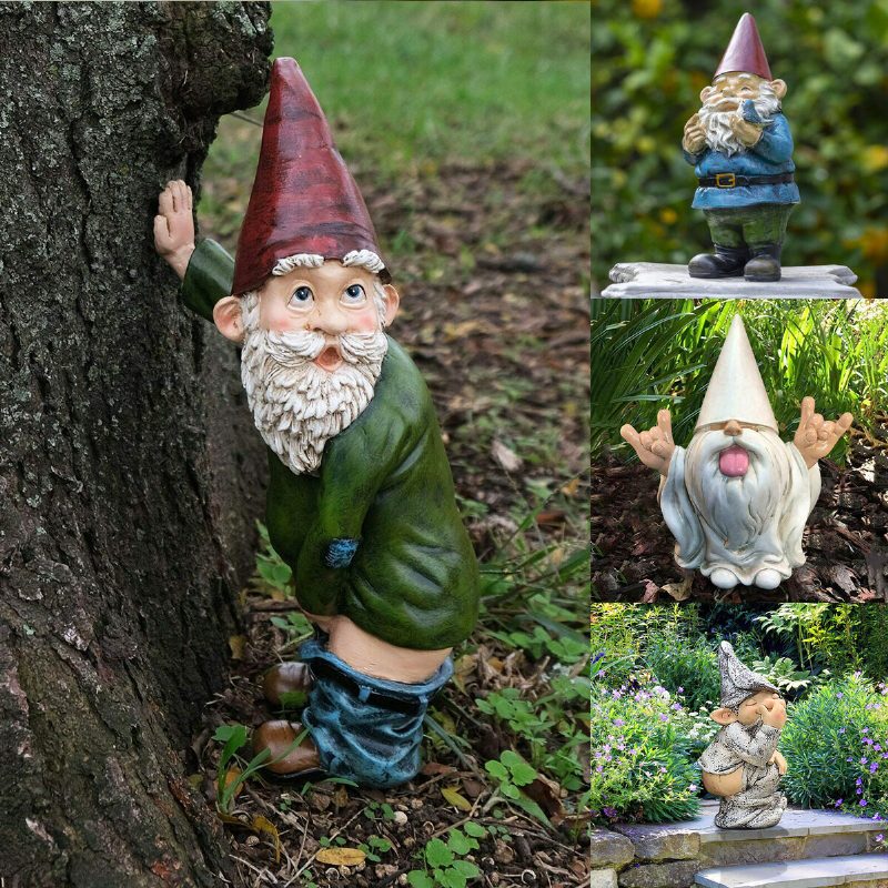 Gyanta Vicces Naughty Garden Gnome Gyep Beltéri Vagy Kültéri Dekorációhoz