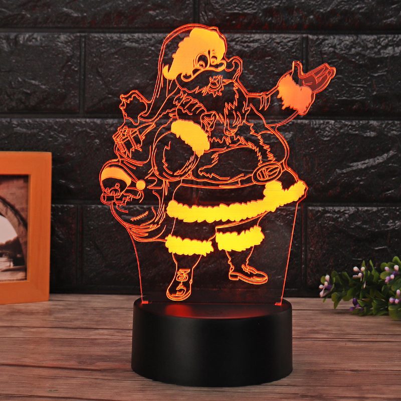 Karácsonyi 3d Mikulás Led Night Touch Színváltó Illúziós Usb Fénylámpa