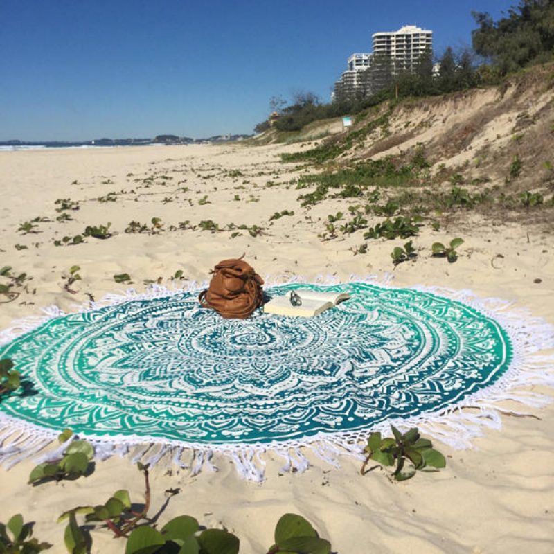 150 cm Európai Stílusú Vékony Poliészter Szálas Strand Jóga Törölköző Kerek Lepedő Gobelin Asztalterítő