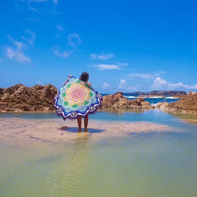 Honana Wx-91 Bohemian Gobelin Totem Lotus Strandtörölközők Jógaszőnyeg Kempingmatrac Bikini Huzat