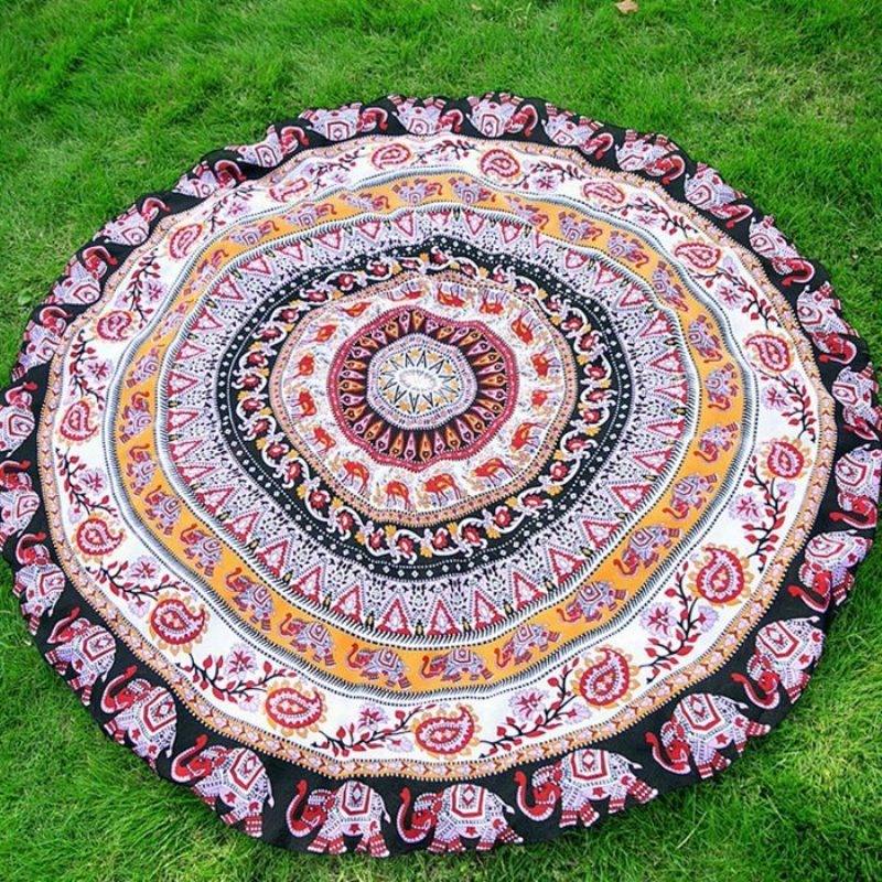 Honana Wx-92 150 cm Bohém Vékony Sifon Strandtörölköző Mandala Kerek Selyem Sál Lepedő Kárpit