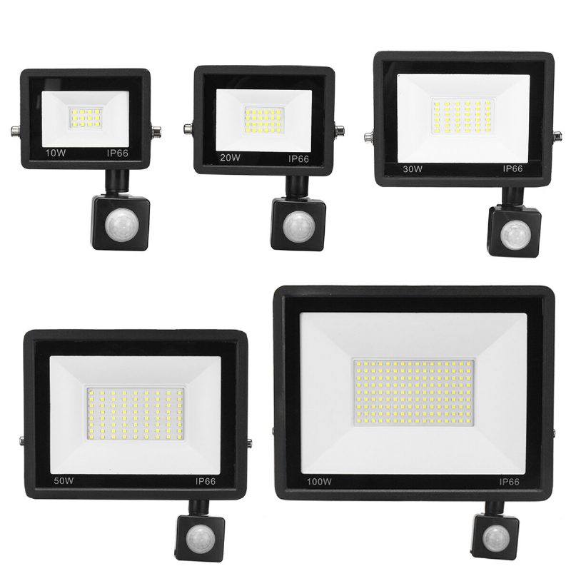 20w/30w/50w/100w Led Floodlight Pir Mozgásérzékelő Reflektor Led Flood Light Vízálló Ip66 Spotlámpa Fali Kültéri Világítás