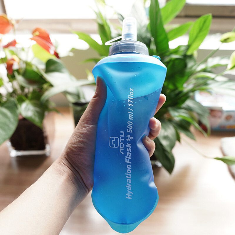 Aotu 500ml Összecsukható Kulacs Mentes Bpa Szivárgásmentes Softbottle Vízhólyag Tpu Travel Cup Könnyű Sport Kemping Kerékpározáshoz