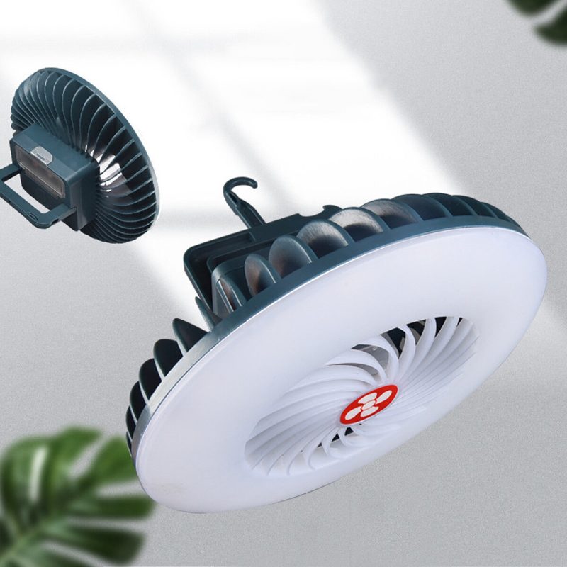 Hordozható Kempinglámpa Többfunkciós Usb Ventilátor Beépített Akkumulátorok Újratölthető Mini Ventilátorlámpa Abs Kültéri Világítás