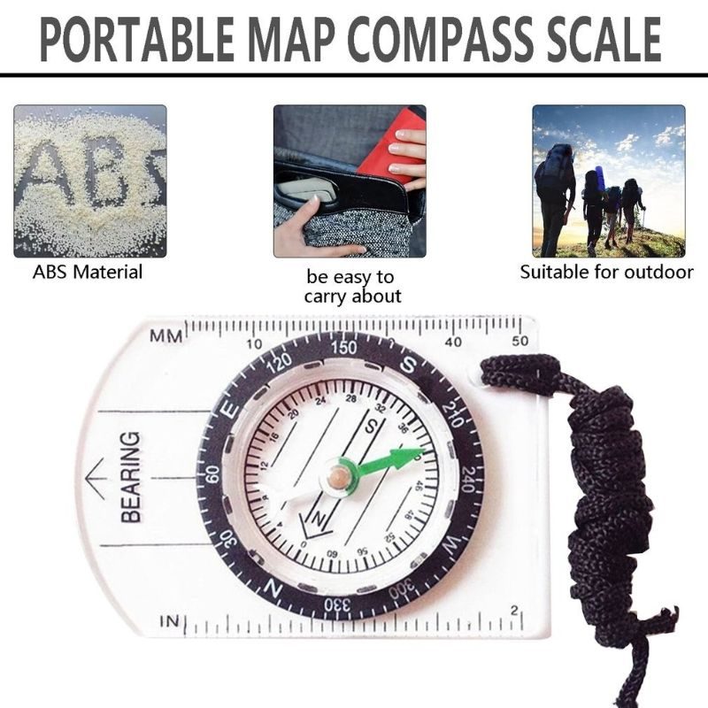 Mini Compass Map Scale Vonalzó Többfunkciós Kültéri Berendezés