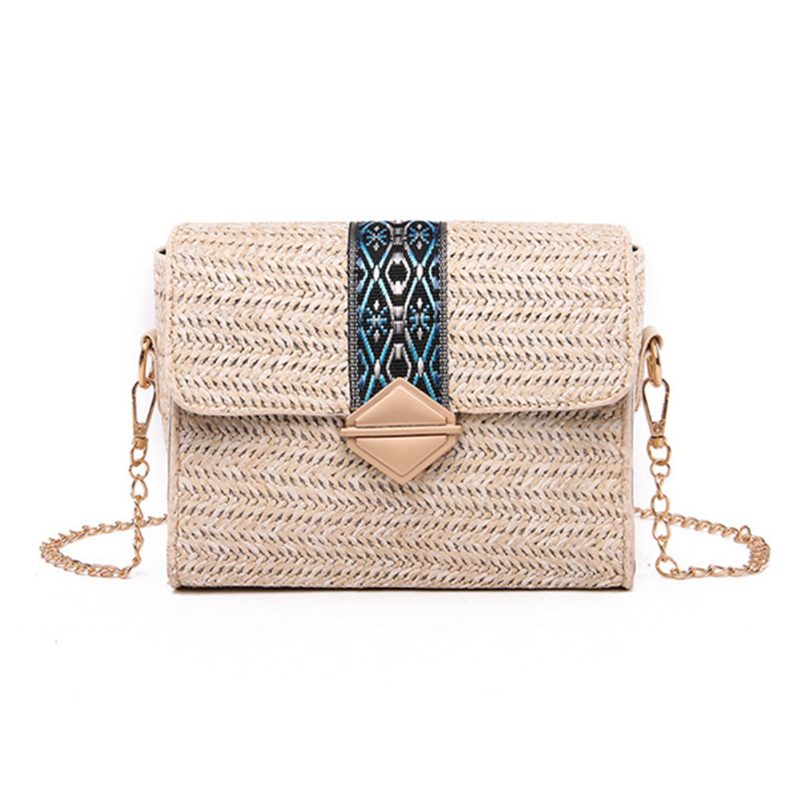 Női Nyári Strand Szalmatáska Bohemian Crossbody Messenger Válltáska