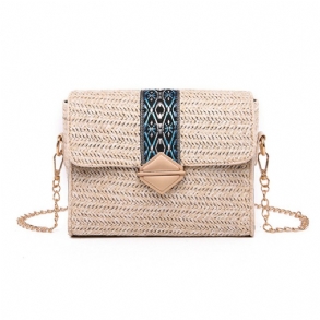 Női Nyári Strand Szalmatáska Bohemian Crossbody Messenger Válltáska