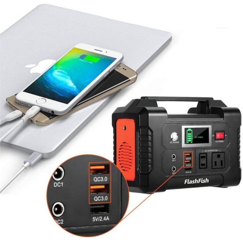 Us/eu Direct Flashfish 200w 40800mah Hordozható Áramfejlesztő Napelemes Erőmű 110v Ac Kimenettel/2 Dc Porttal/3 Usb Porttal