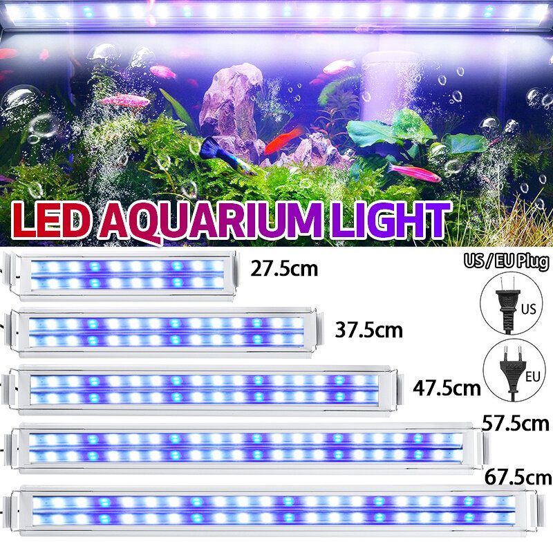 3/5/7/9w 220v Amerikai Csatlakozós Akvárium Lámpa Led Energiatakarékos Kék+fehér Fénysoros Kapcsoló