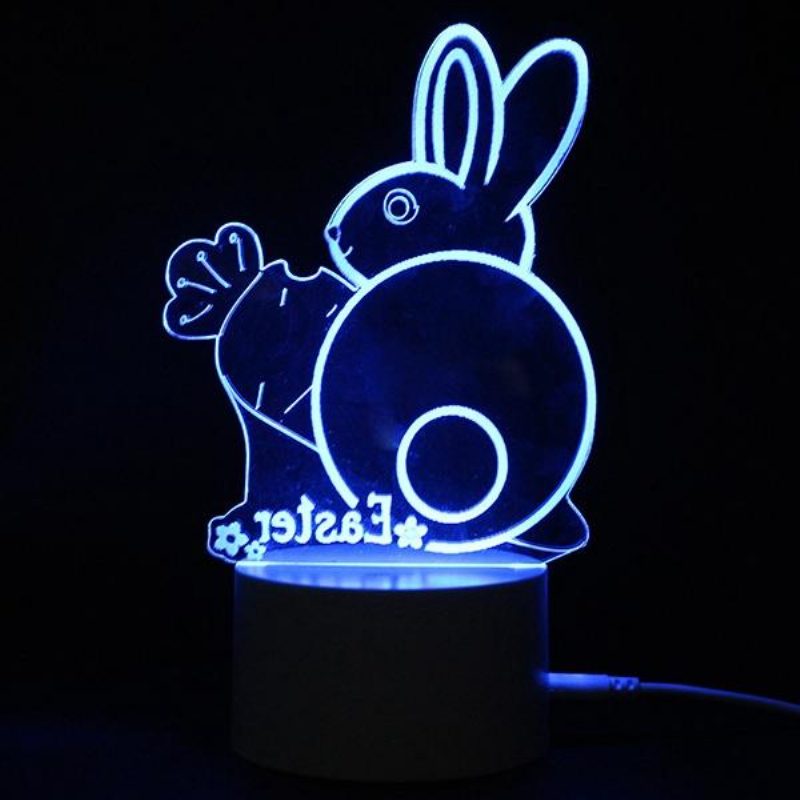 3d Illusion Easter Egg Rabbit Led Éjszakai Lámpa Usb Színes Asztali Ünnepi Dekoráció Dc5v